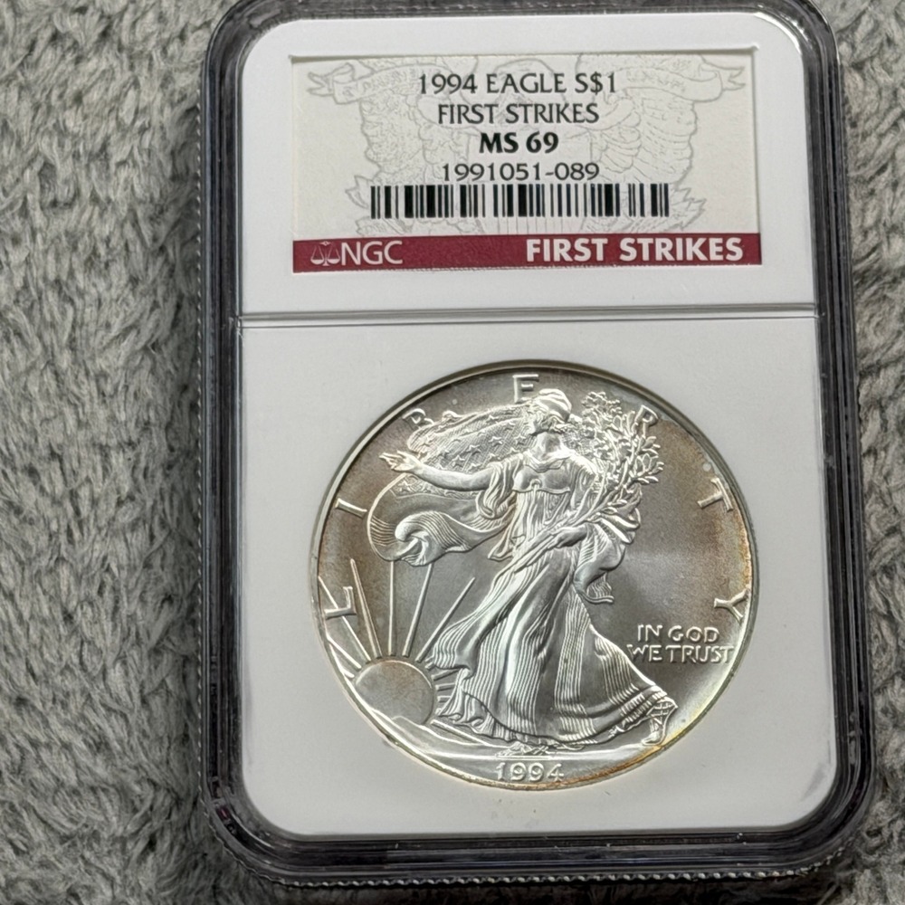 1994 American Silver Eagle $1 NGC MS 69 First Strikes 1oz Fine Silver Coin